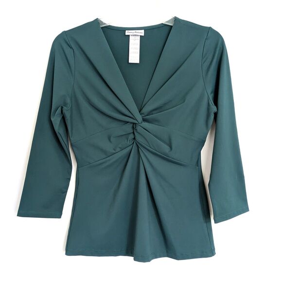Tommy Bahama Rash Guard XS Green Twist Front 3/4-Sleeve UPF50 Vacation Beach - Picture 1 of 5
